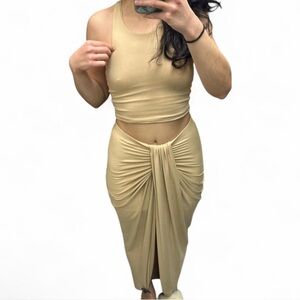 Fashion Nova Lanie Maxi Skirt 2 Piece Set - Nude NWOT